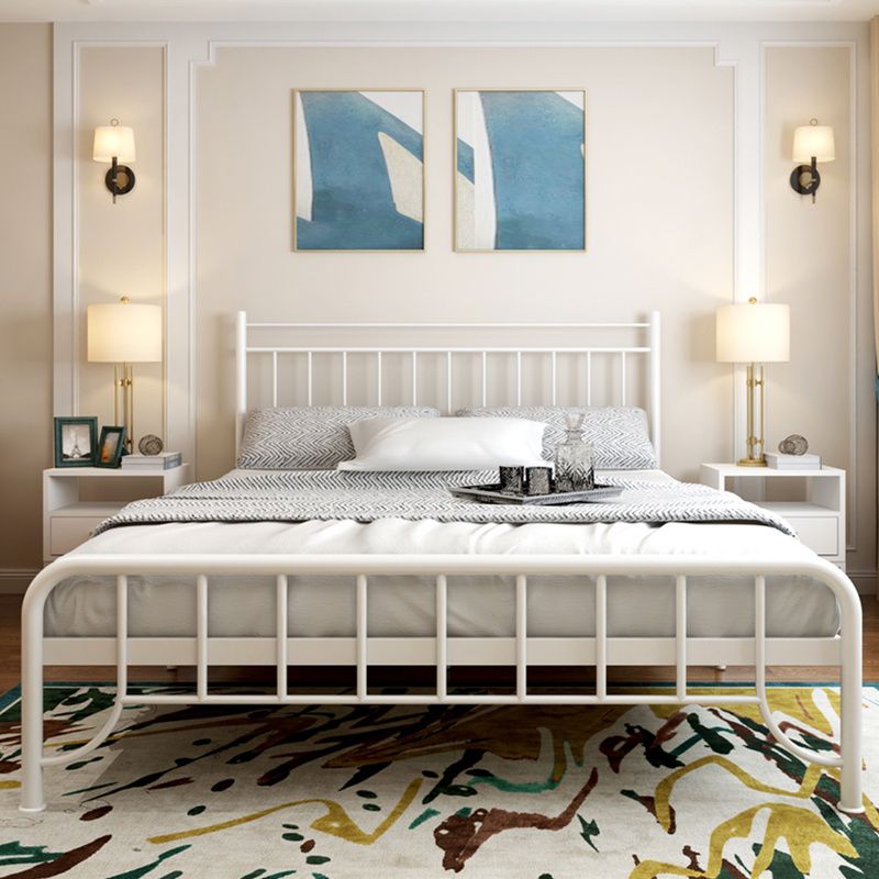 Modern Rectangular Bed Metal Legs Bed with Upholstered Headboard