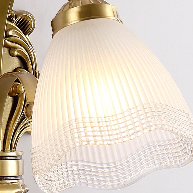 Modern Wall Lamp Copper Wall Mount Lamp with Glass Shade for Living Room