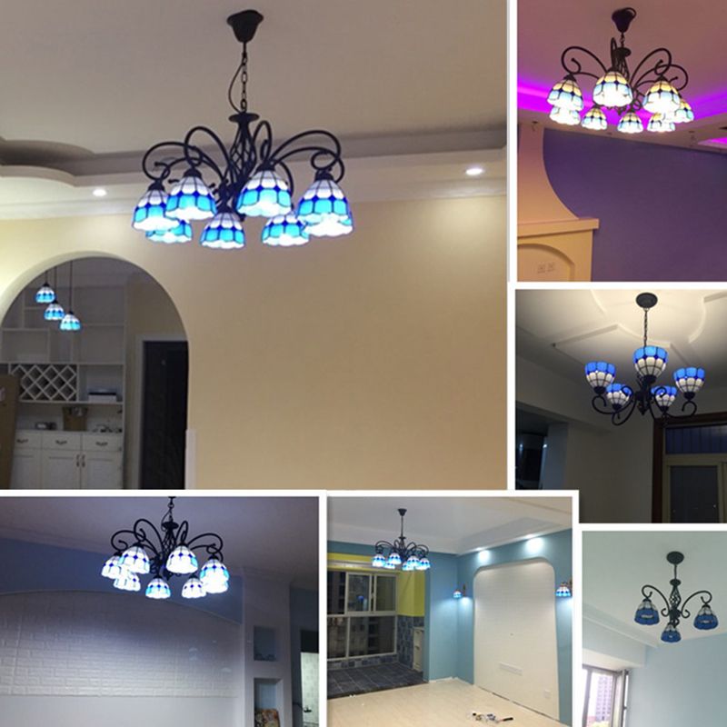 Lumo floreale vintage Luce artigianale in vetro artigianale per la sala