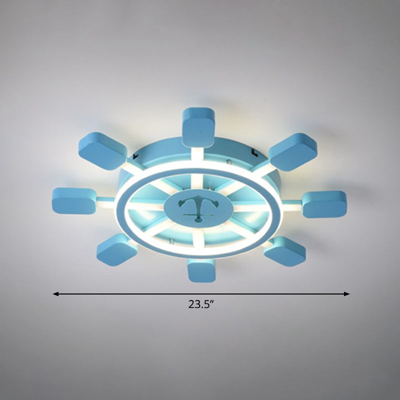 Aluminio Rudder Flush Lave Light Ychilrens Sky Blue LED Flush Light Fixture for Bedroom