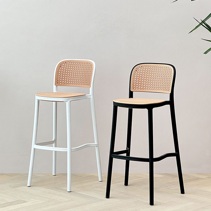 Modern Style Backrest Counter Stool with Metal Base and 4 Legs