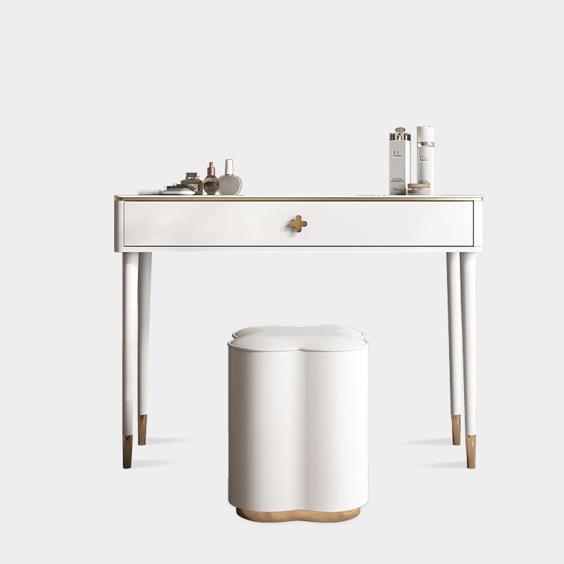 White Vanity Solid Wood Makeup Dressing Table Luxurious Stool Set