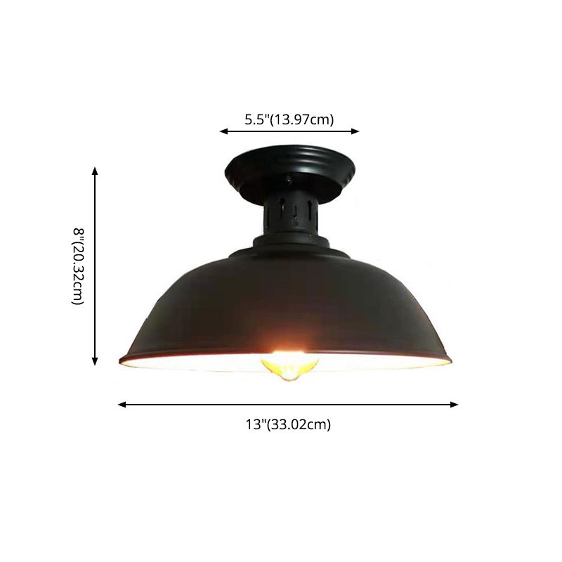 Luminaire semi-encastré en métal noir, plafonnier semi-encastré de style industriel pour grange