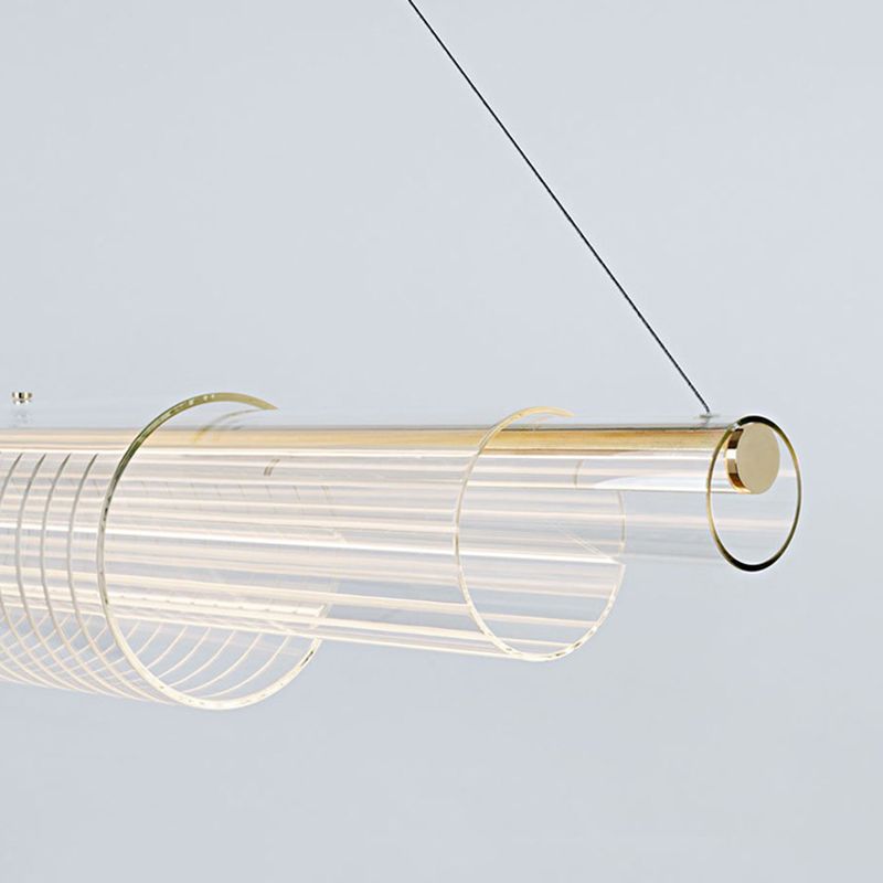 Single Modernism Golden Ceiling Light Acrylic LED Kitchen Island Lighting for Dining Room