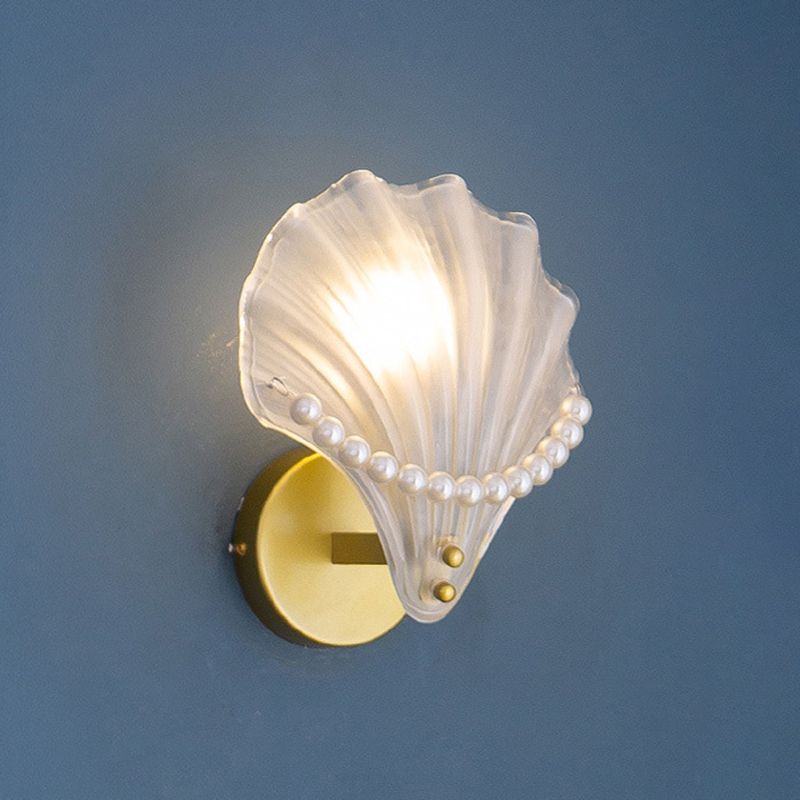 Golden Finish Single Contemporary Wall Mounted Sconce Glass Wall Light