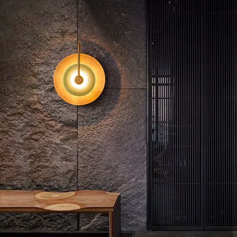 LED Post Modern Wall Sconce Iron & Glass 1 - Light Wall Mounted Fixture in Gold Finish