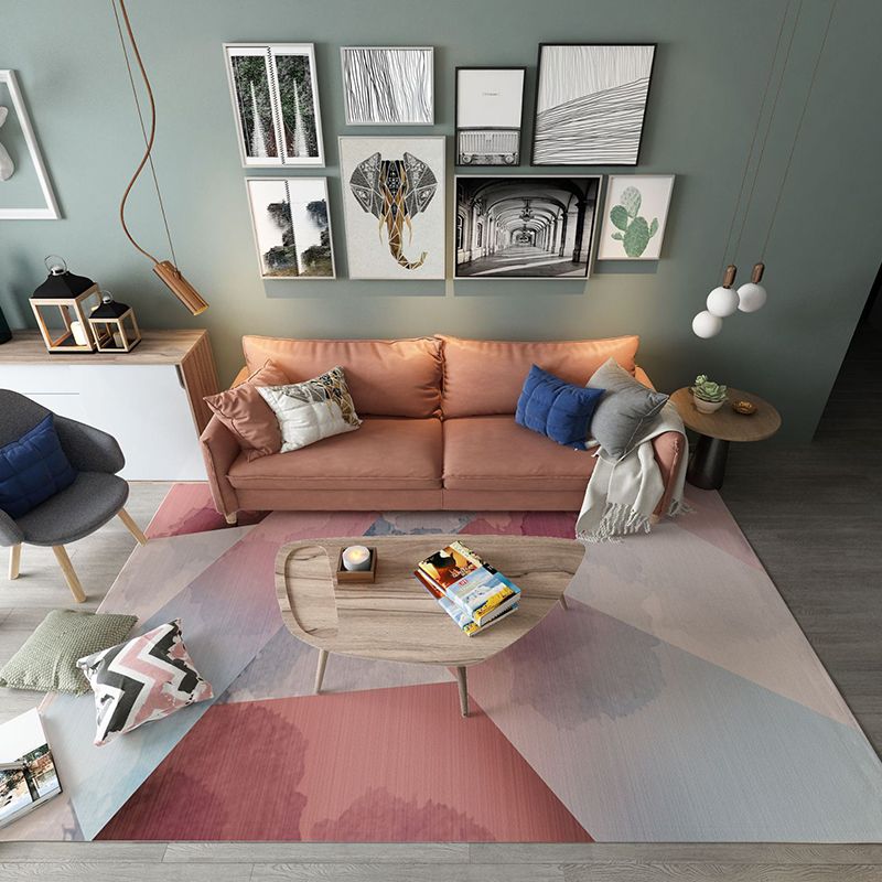 Trendy Home Decor Rug Multi-Color Geometric Area Carpet Polypropylene Anti-Slip Pet Friendly Rug