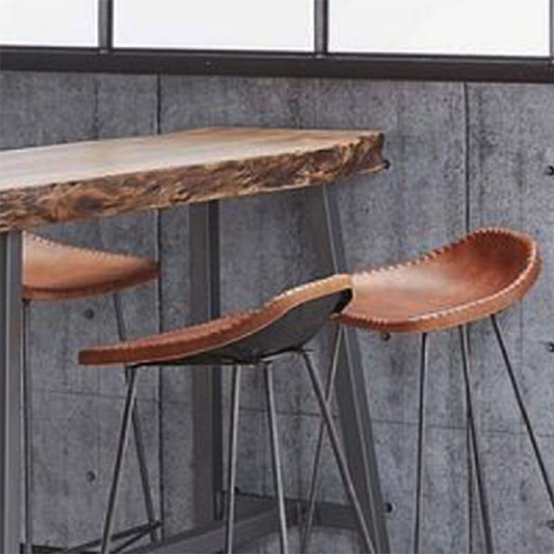 Brown Wooden Bar Height Table Specialty Footrest Bar Wine Table with Trestle