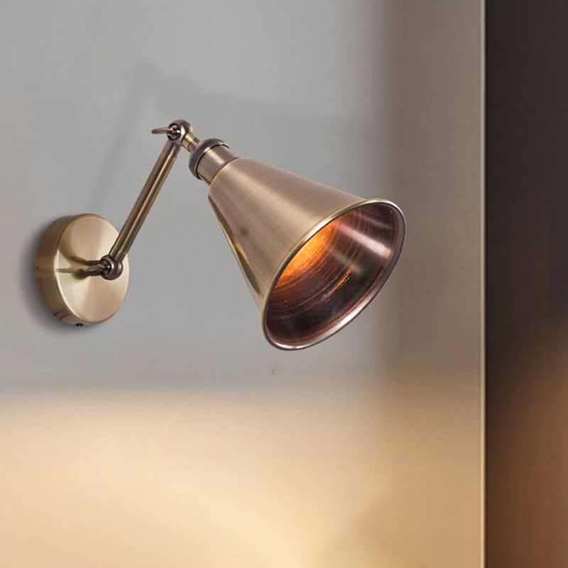 Lizaje de montaje de pared vintage de la pared de la pared de latón cepillada metálica con brazo ajustable