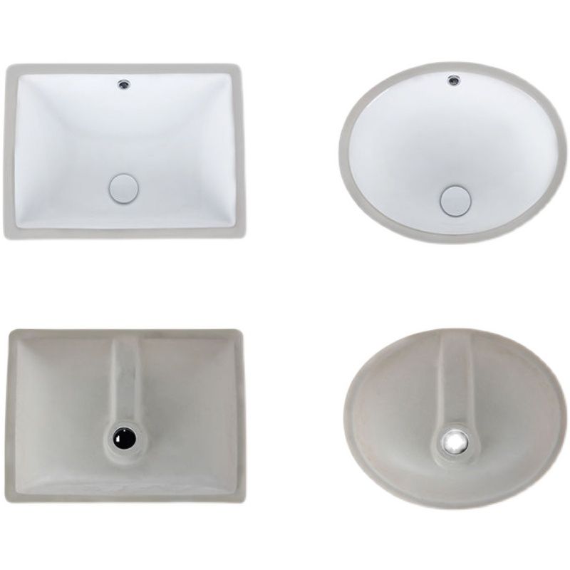 Modern Undermount Vanity Sink Oval Porcelain with Pop-Up Drain Bathroom Sink