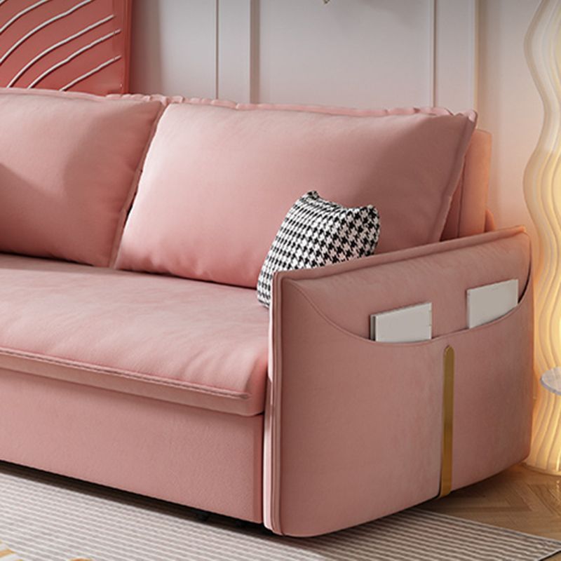 Glam Futon Sleeper Sofa Bed Living Room Convertible Sofas in Pink