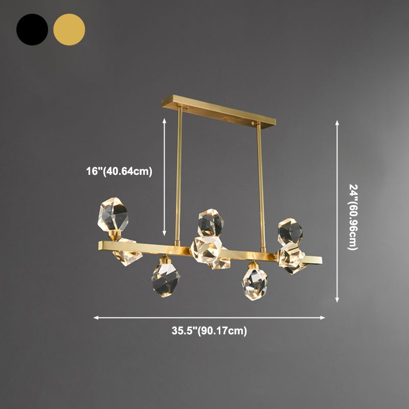 Multi-Light Island Lighting Modern Style Geometric Shape Crystal Hanging Lights