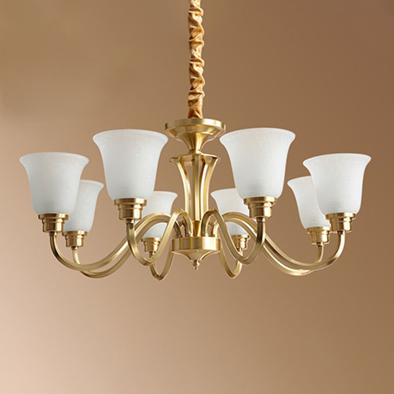 Bell Shape Pendant Lights Modern Glass Pendant Chandelier in Gold Finish
