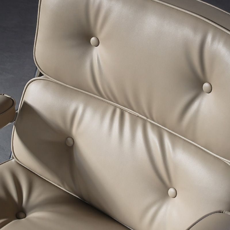 27.16" L x 25.98" W x 36.22" H Genuine Leather Arm Chair with Wheels for Bedroom
