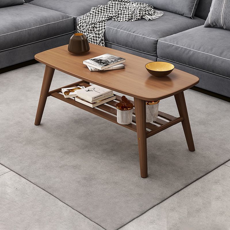4 Legs Coffee Table Single Modern Oval Cocktail Table with Shelf