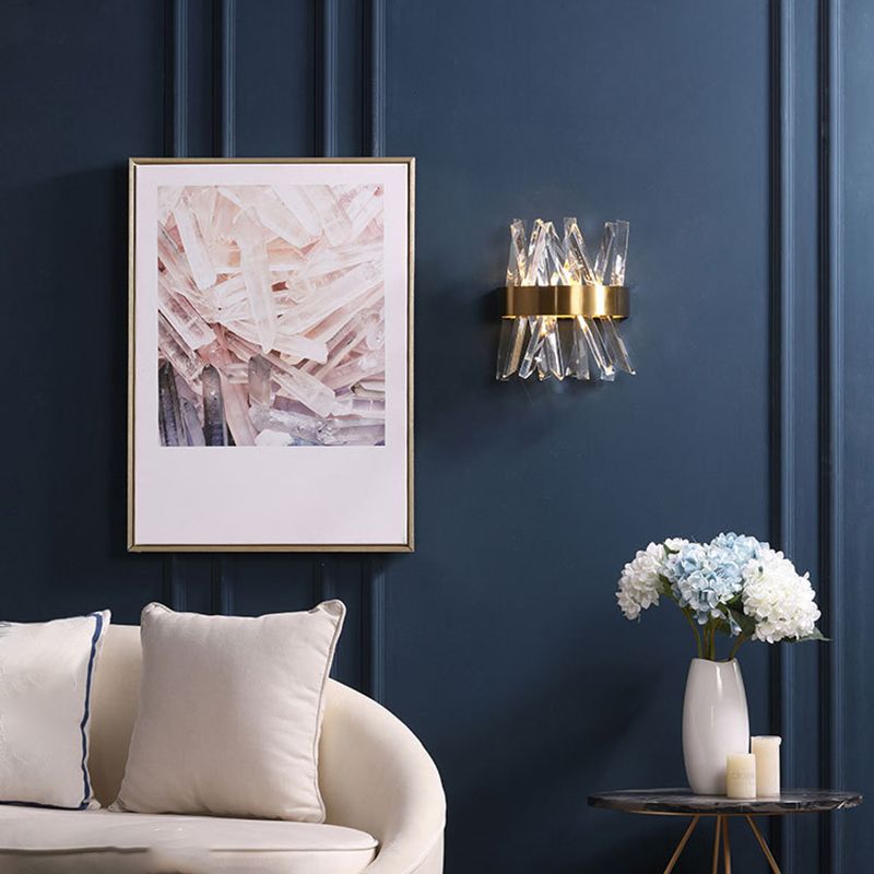 Geometric Shape Crystal Wall Light Modern Style 1 Light Wall Light Sconce in Gold
