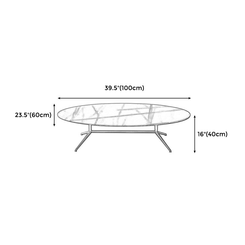 Black/White Slate Oval/Round Coffee Table Modern Trestle Coffee Table