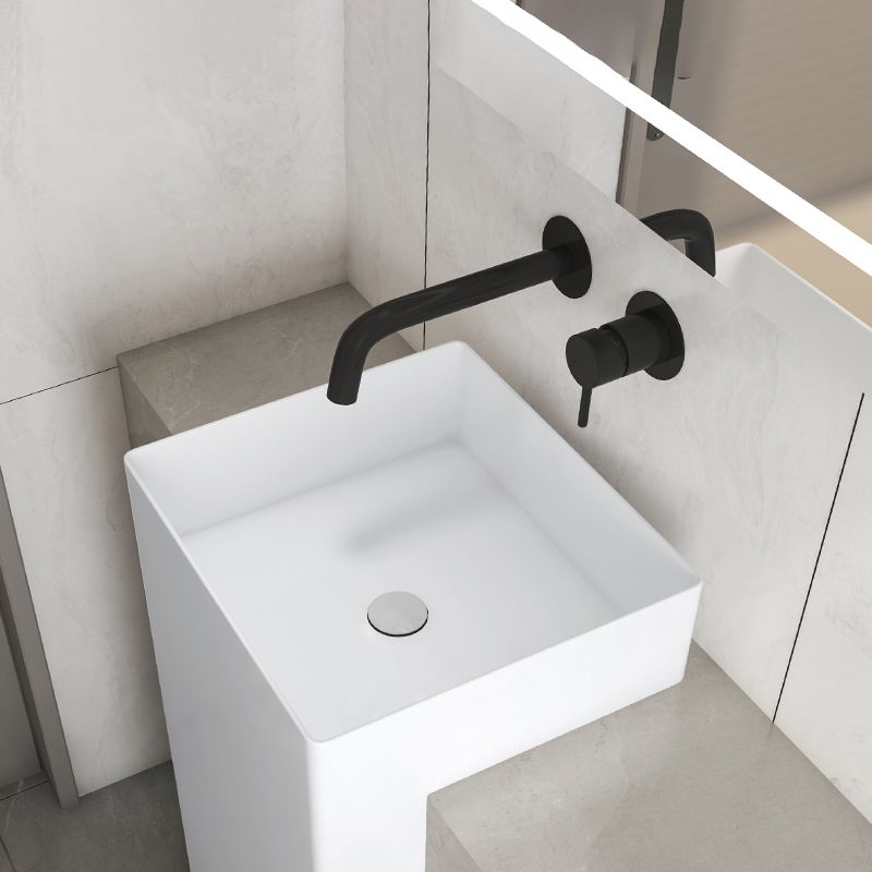 Single Handle Bathroom Faucet Modern Wall Mounted Widespread Lavatory Faucet