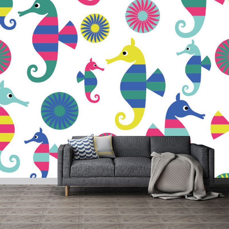 Hippocampus Wall Mural Decal Soft Color Childrens Art Wall Decor for Kids Bedroom