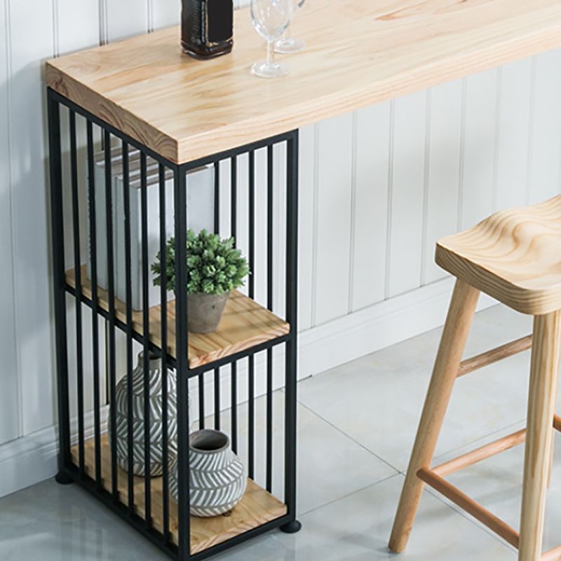 Natural Bar Table Set Industrial 1/3 Pieces Rectangle Solid Wood Counter Table Set