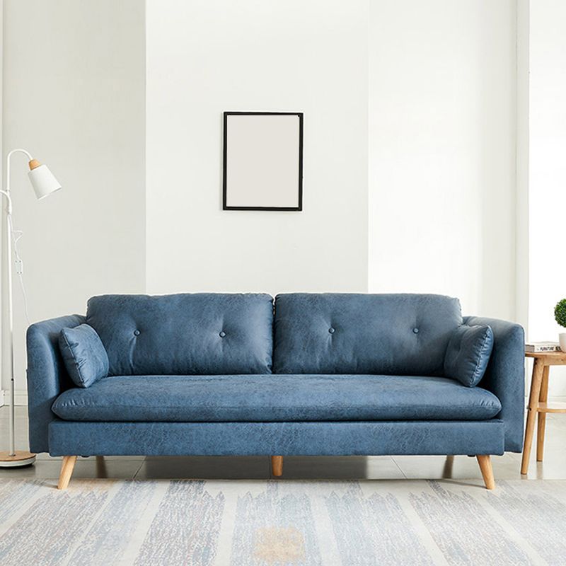 Tufted Square Arm Sofa 3-Seater Faux Leather Single Cushion Sofa