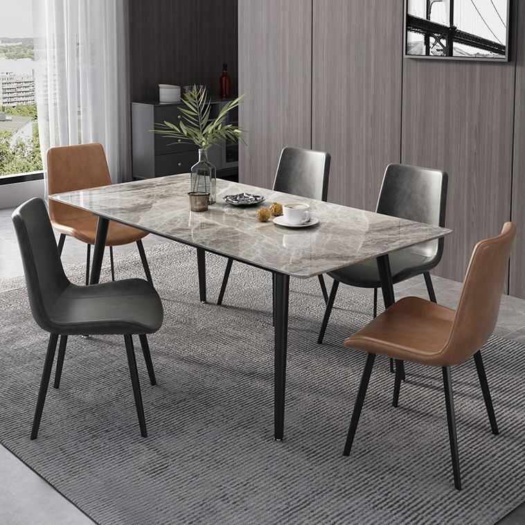 Modern Rectangle Dining Table Sintered Stone 4 Legs Table for Dining Room
