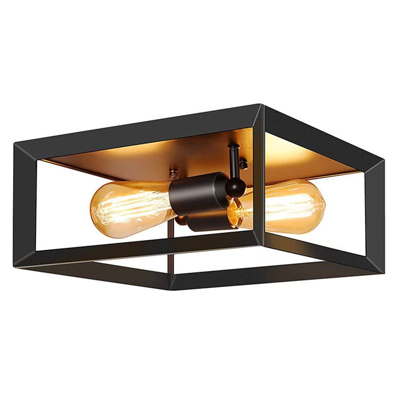 Vintage Style Square Iron Frame Plafoniera 2 Luci Lampada da incasso per sala da pranzo