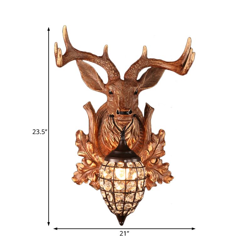 Luce di applique a singola luce con gamba a goccia d'acqua Resina antica Idea di illuminazione a parete del soggiorno in marrone, larghezza 10 "/17"/21 "