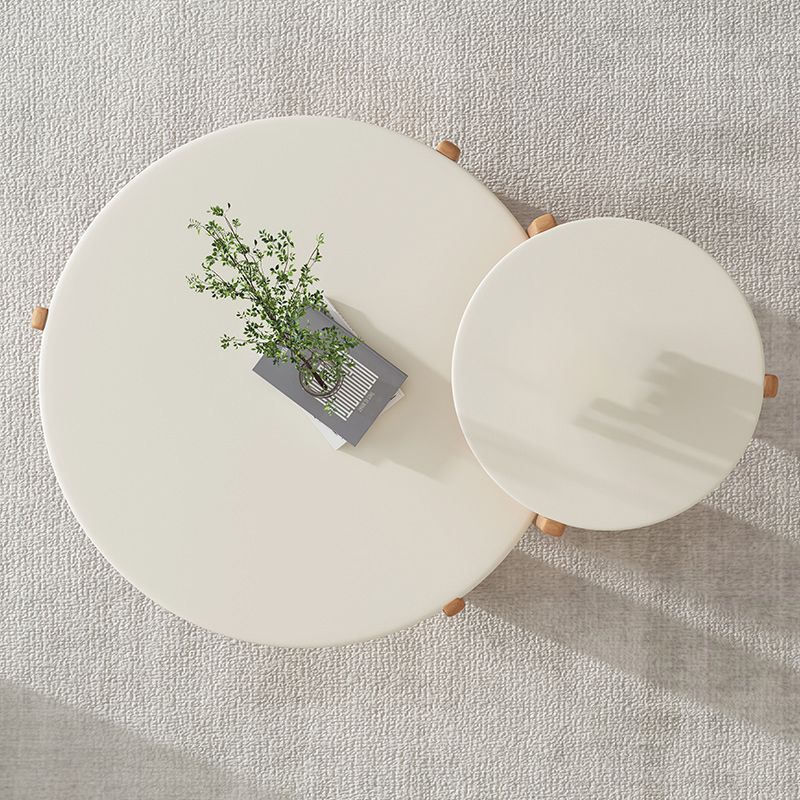 3 Legs Coffee Table Contemporary Solid Wood Round Cocktail Table