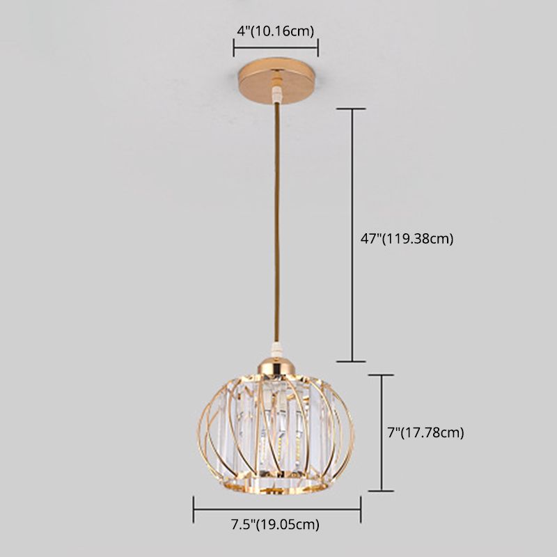 7.5 Inches Wide Mini Crystal Hanging Light with Metal Wire Design Modern Lighting Fixture for Hallway Aisle