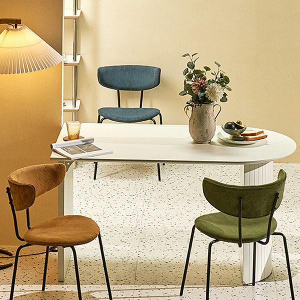 Wood Top Dining Table Traditional Luxury Dining Table with White Sled Base