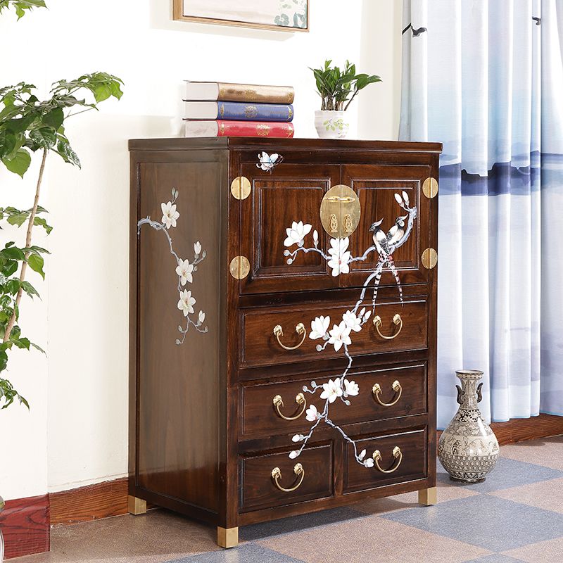 Minimalistic Brown/Wood Accent Chest with Drawers and Wooden Legs
