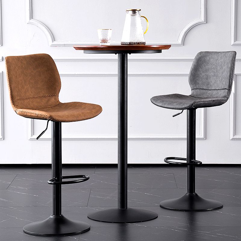 Contemporary Metal Barstool PU Leather Barstools in Matte Finish for Home