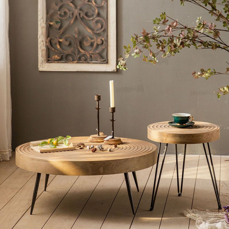 Contemporary Solid Wood Cocktail Table Light Wood Distressed Coffee Table