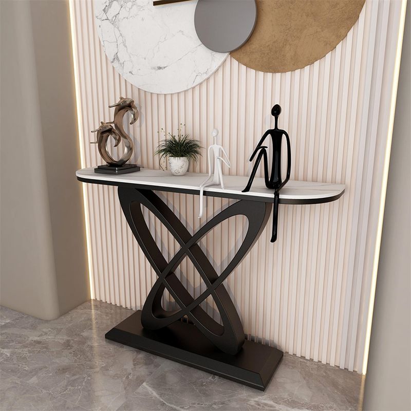 Contemporary Console Table Antique Finish Console Sofa Table in Stone