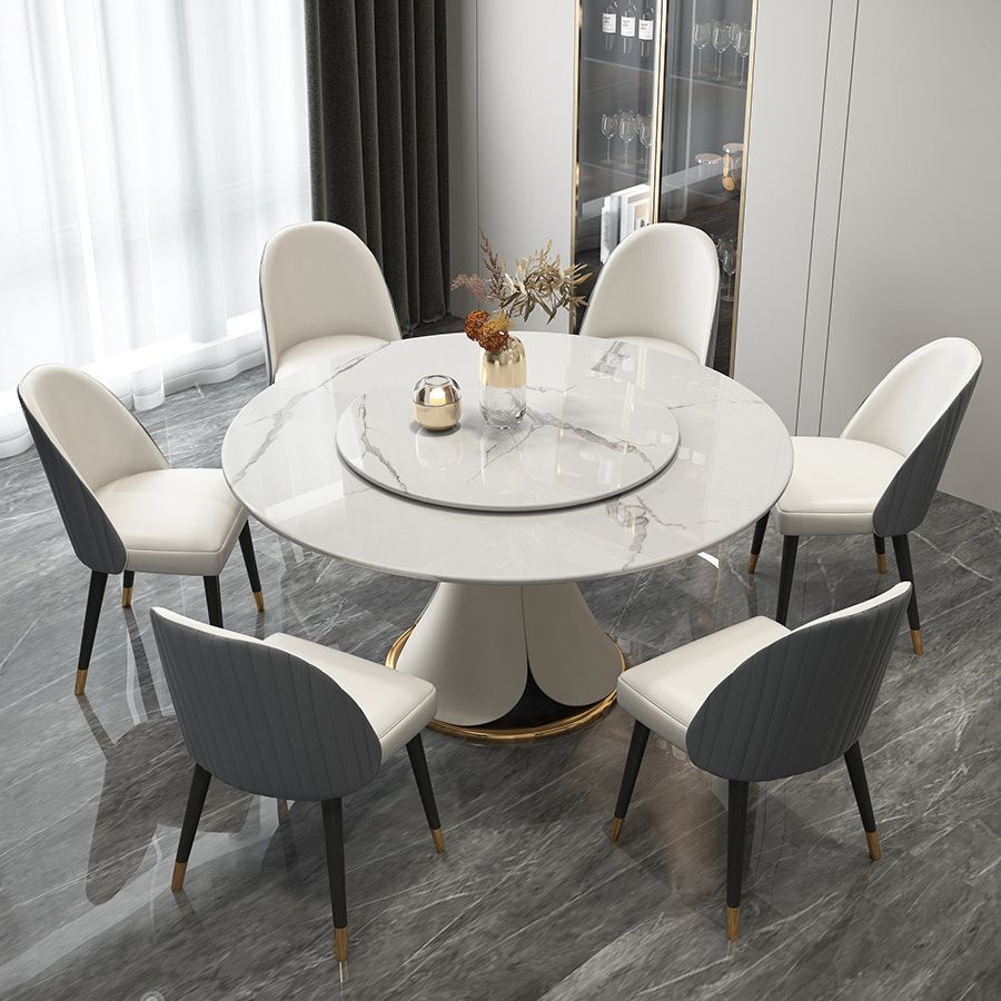 Modern Style 1/4/5/7/9 Pieces Dining Sintered Stone Dining Table Set with Metal Legs