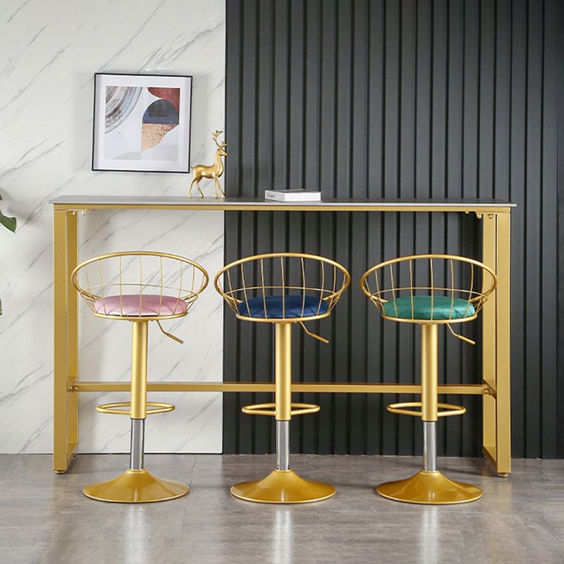 Taburete de bar ajustable Glam, taburete de bar con respaldo y reposapiés y giratorio