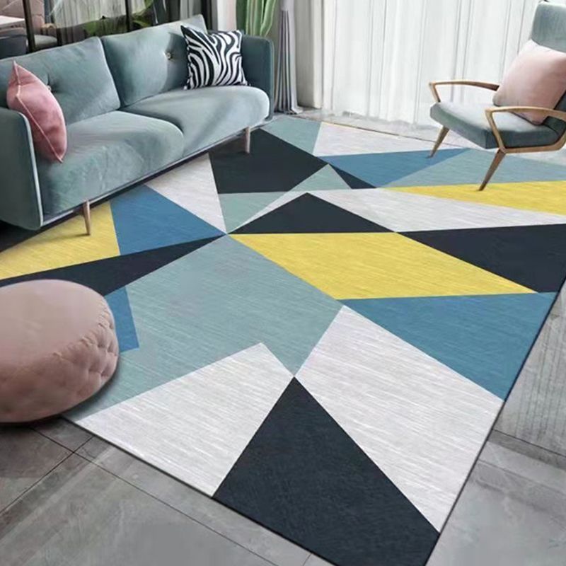 Gold Modern Rug Polyester Geometry Rug Washable Indoor Rug for Living Room