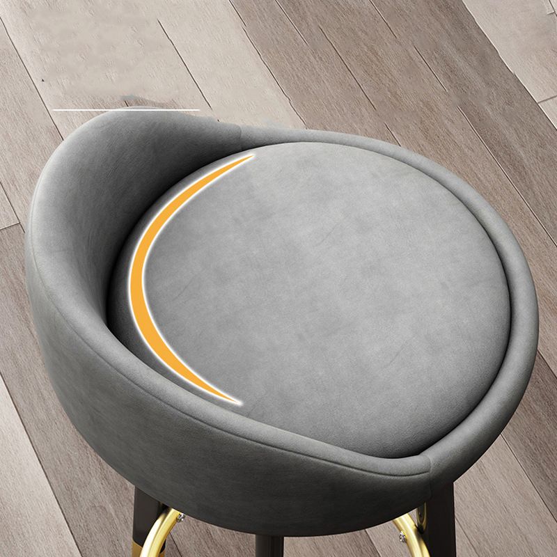 Glam Metal Barstool Faux Leather Footrest Stool in Matte Finsih for Indoor