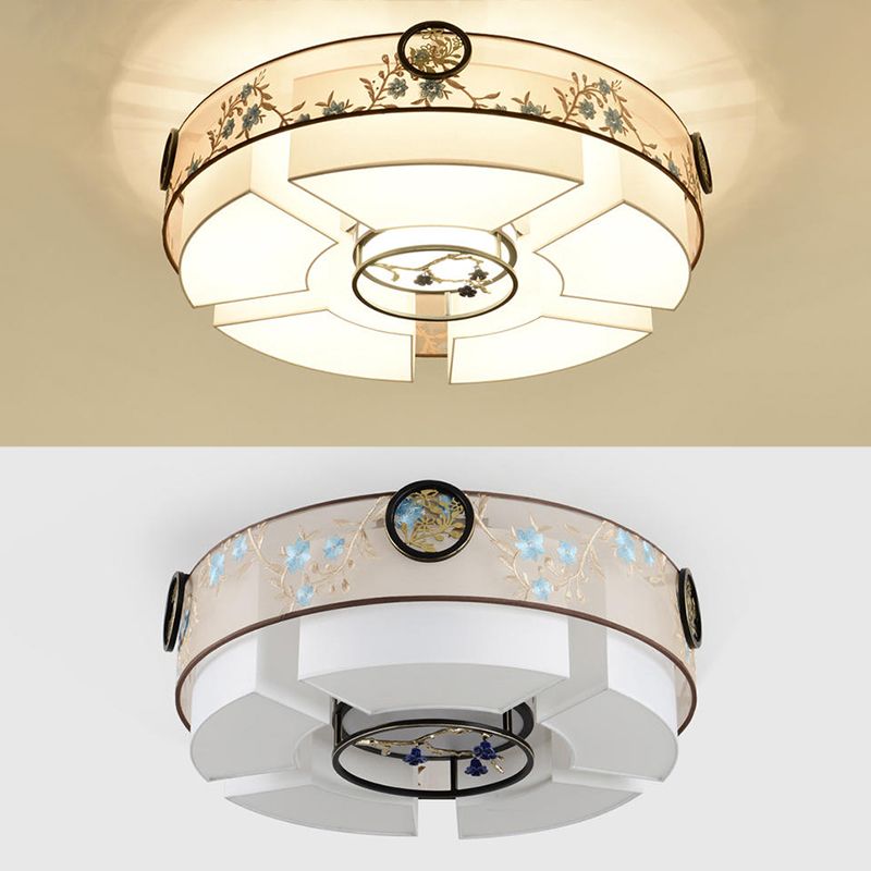 4/5/6 Head Light Fixtures Asia Style Fabric Flush Light for Living Room Dinning Room
