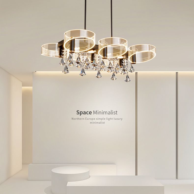 Luces de lámpara de araña de isla de estilo moderno luces colgantes de aluminio LED para comedor