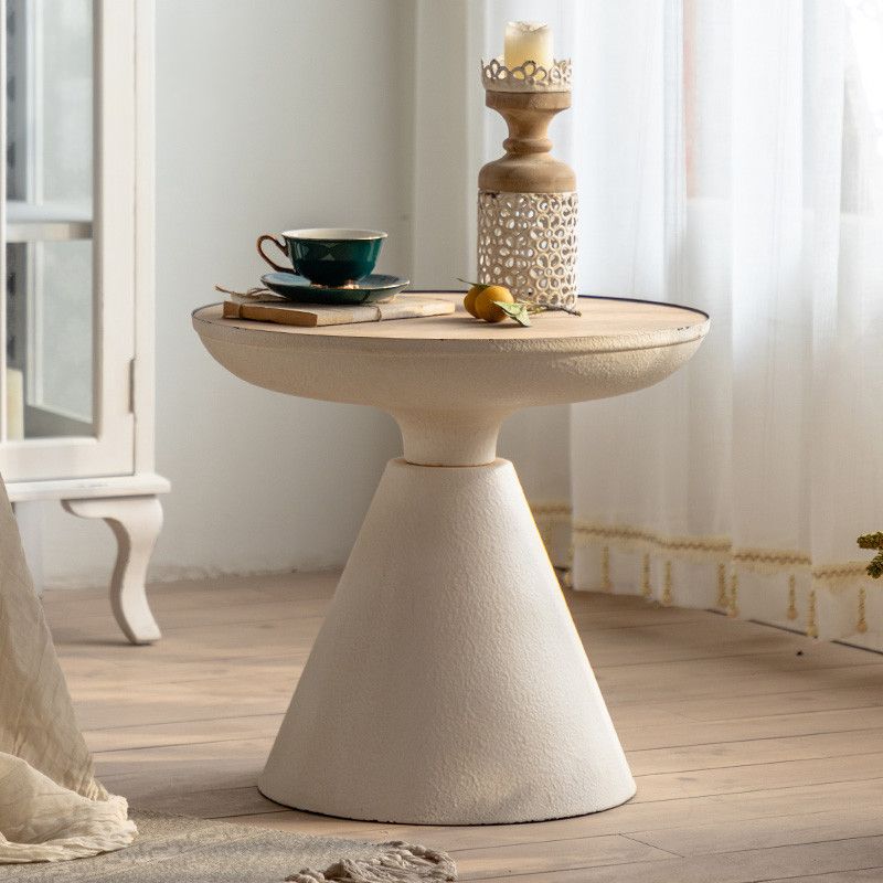 French Country Metal Pedestal Side End Table 18.9" Tall Round Side End Table