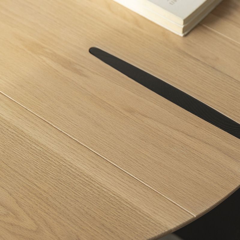 Scandinavian Round Solid Wood Coffee Table with 2 Legs Coffee in Brone