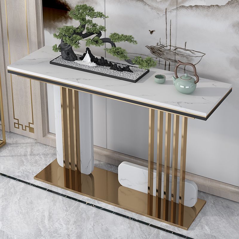 Glam Marble Rectangle Console Table 1-shelf 31.5" Tall Accent Table