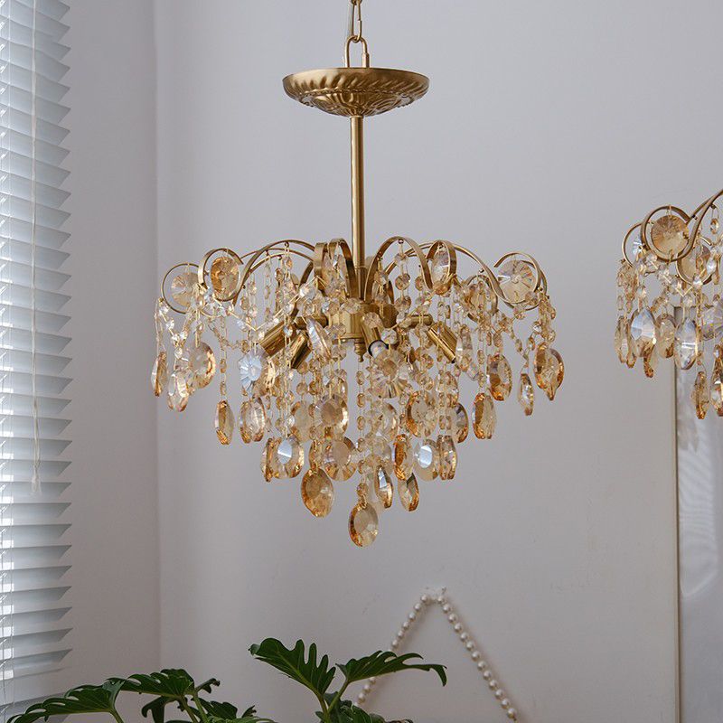 American Style Branch Chandelier Crystal 6 Lights Hanging Light for Bedroom