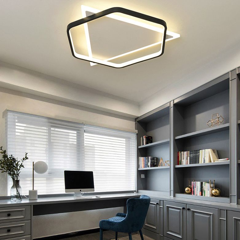 Hexagonal + Triangle Geometric Lines LED Ceiling Light 19.5" Wide Contemporary Minimalism Flush Mount Light