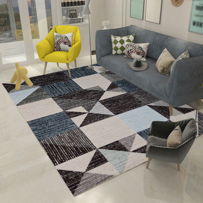 Nordic Living Room Rug Multicolored Geo Printed Area Carpet Polyster Non-Slip Backing Washable Indoor Rug