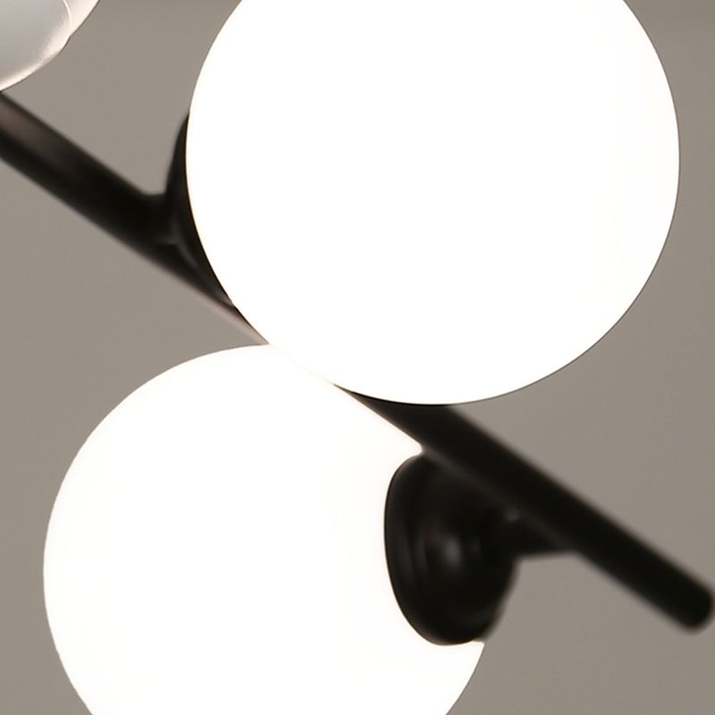 Modern Style Spherical Shape Island Lights Glass 6 Light Island Lighting in Black