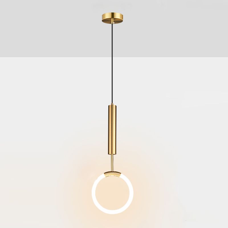LED Ring Shape Hanging Light Fixture Modern Simple Style Living Room Pendant Light