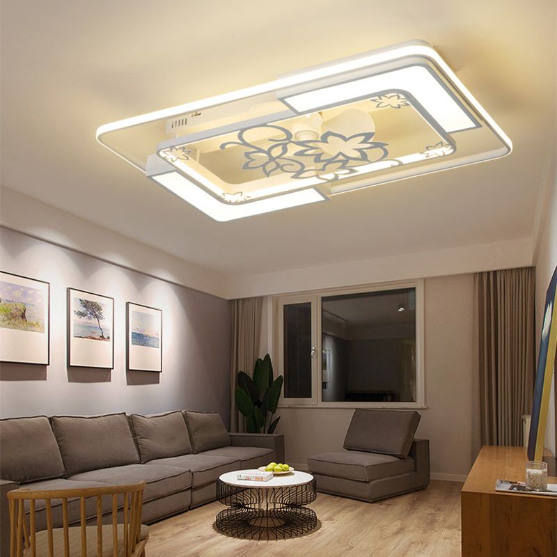 Weiße geometrische Deckenlüftungslampe moderne Acryl -LED -Halbblütenmontage Licht für Wohnzimmer